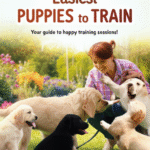 alt_text: Adorable, trainable puppies with a smiling owner in a sunny park, promoting joyful training experiences.