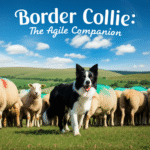 alt_text: A lively Border Collie herds sheep under a sunny sky, showcasing its agility and intelligence.