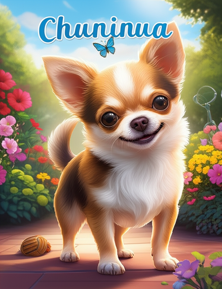alt_text: A playful Chihuahua in a sunny garden, surrounded by flowers and greenery, joyful atmosphere.