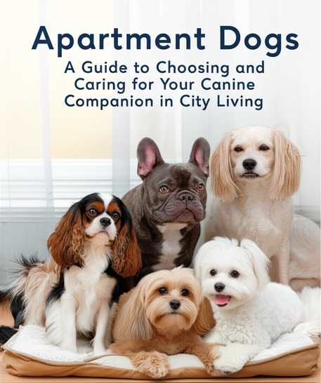 alt_text: Happy small dogs (Cavalier, Frenchie, Bichon, Greyhound) relax in an apartment setting.