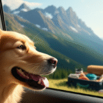 AI image prompts for a dog-friendly travel book cover, showing various travel scenarios.