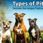 alt_text: A vibrant cover showcasing five pitbull types in a sunny park, highlighting their unique traits.