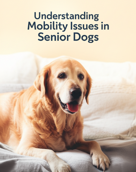 Senior dog (Labrador/Golden Retriever) with a kind face, evoking gentle care and hope for comfortable mobility.